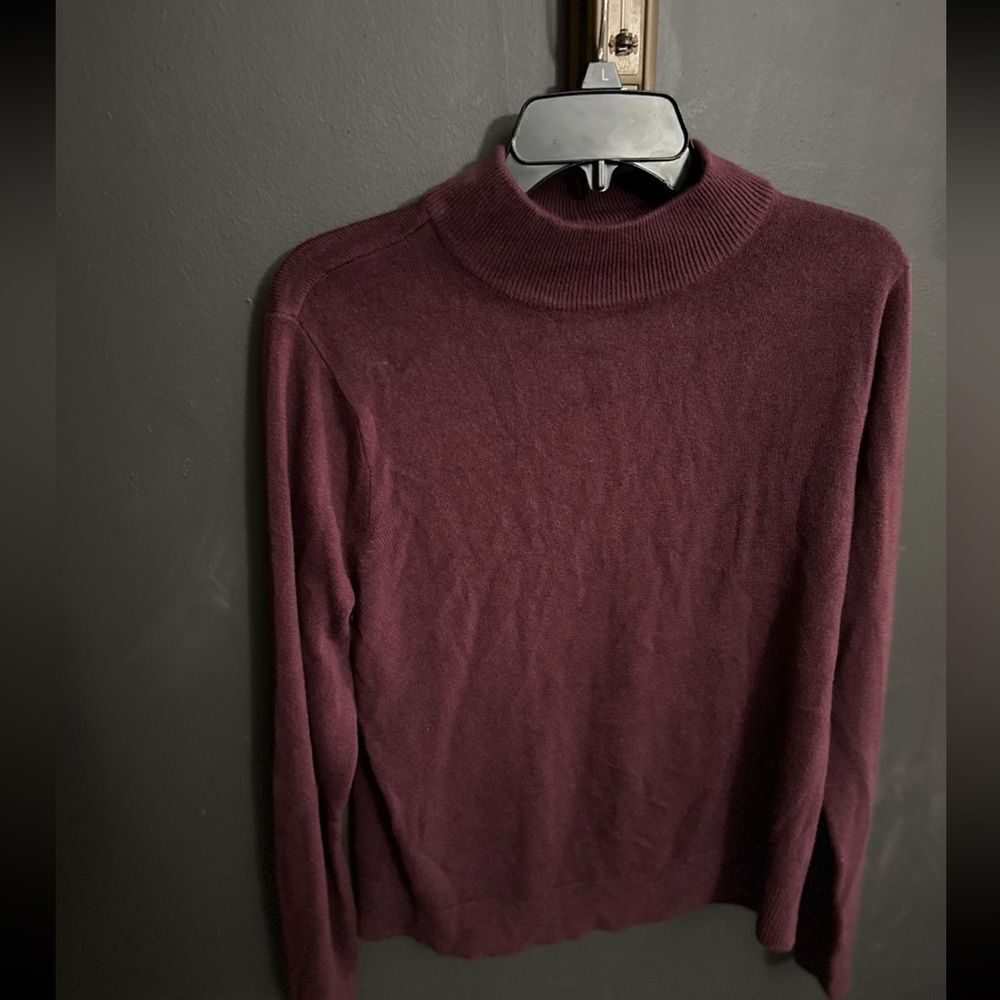 Blair Mock Neck Pullover Sweater Dark Plum Purple Size L 100% Acrylic